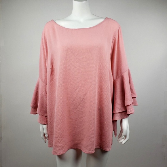 Ava & Viv Tops - Ava & Viv Pink Bell Sleeve Blouse Size 3X